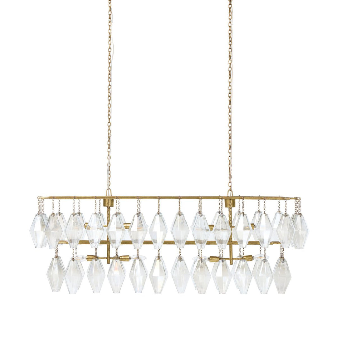 Rosalind Rectangular Chandelier - Gold Leaf - Open Box