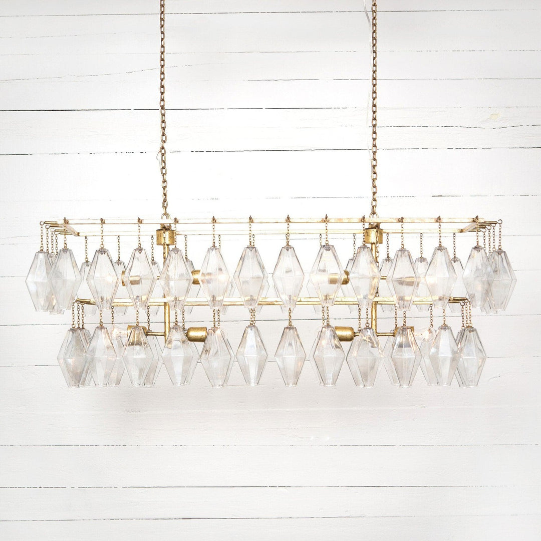 Rosalind Rectangular Chandelier - Gold Leaf