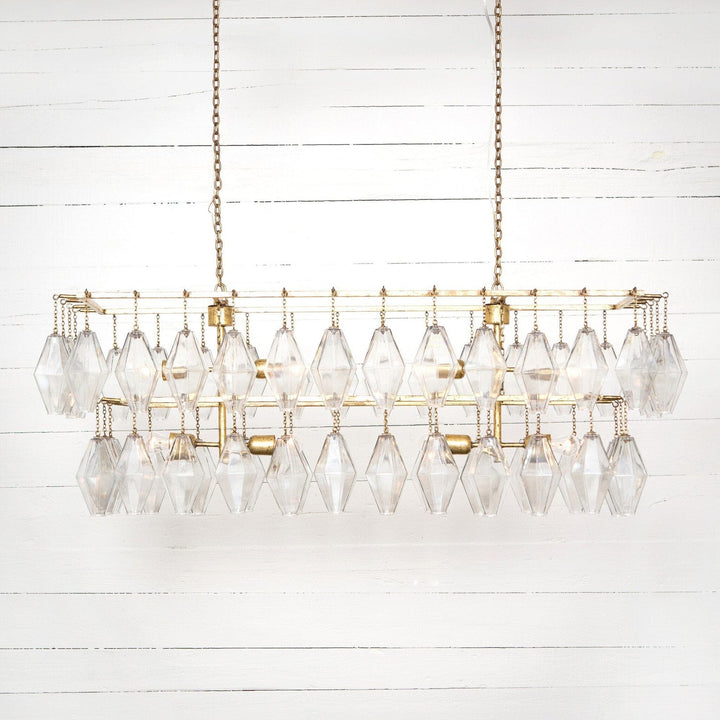 Rosalind Rectangular Chandelier - Gold Leaf