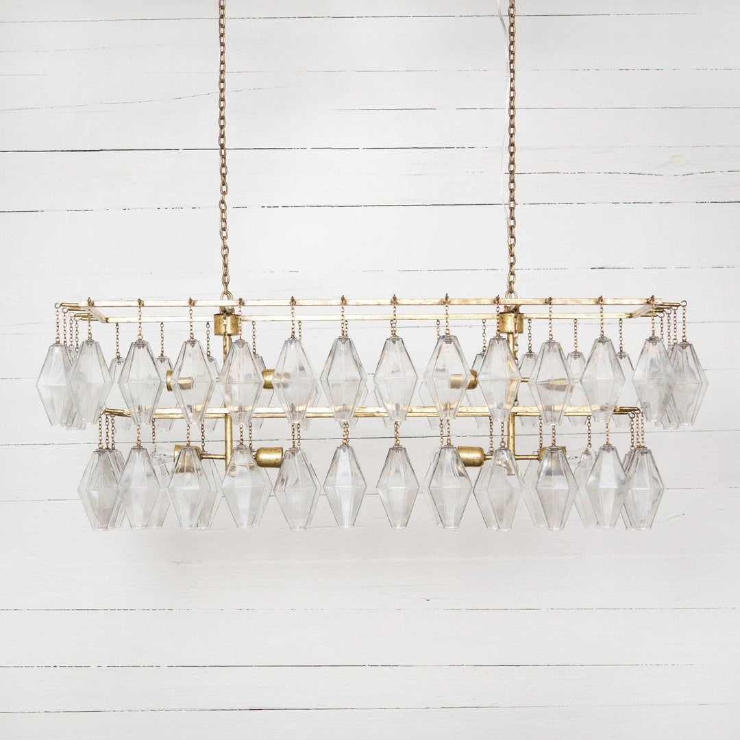 Rosalind Rectangular Chandelier - Gold Leaf