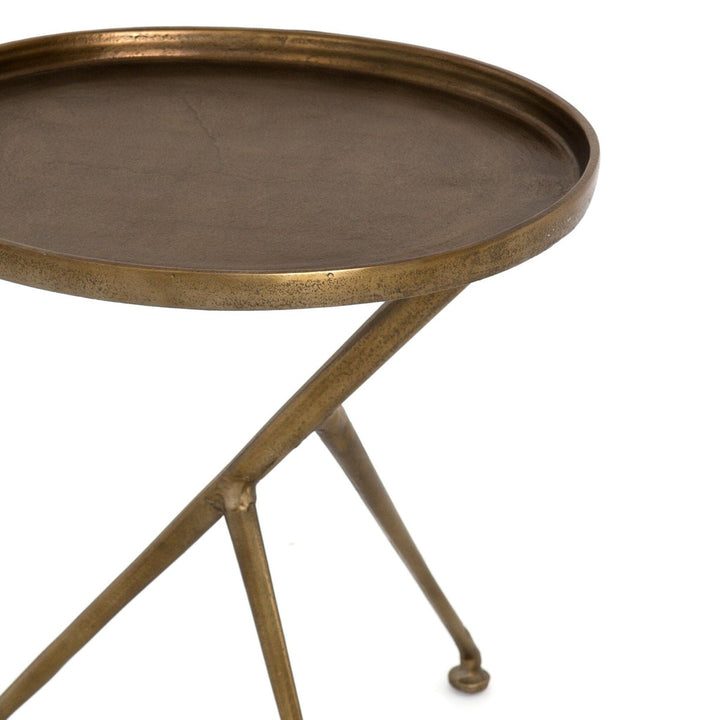 Prescott Accent Table - Raw Antique Brass