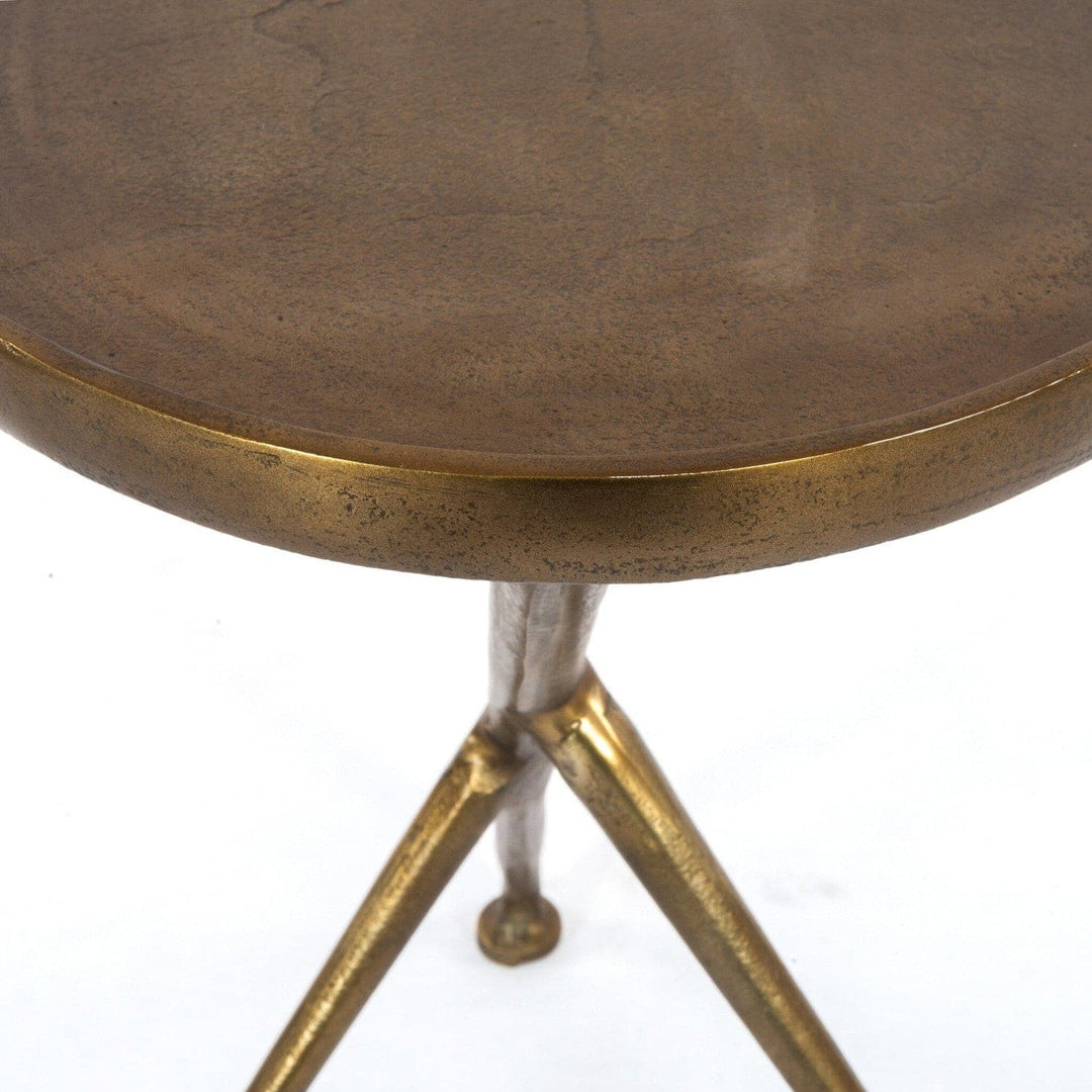 Prescott Accent Table - Raw Antique Brass