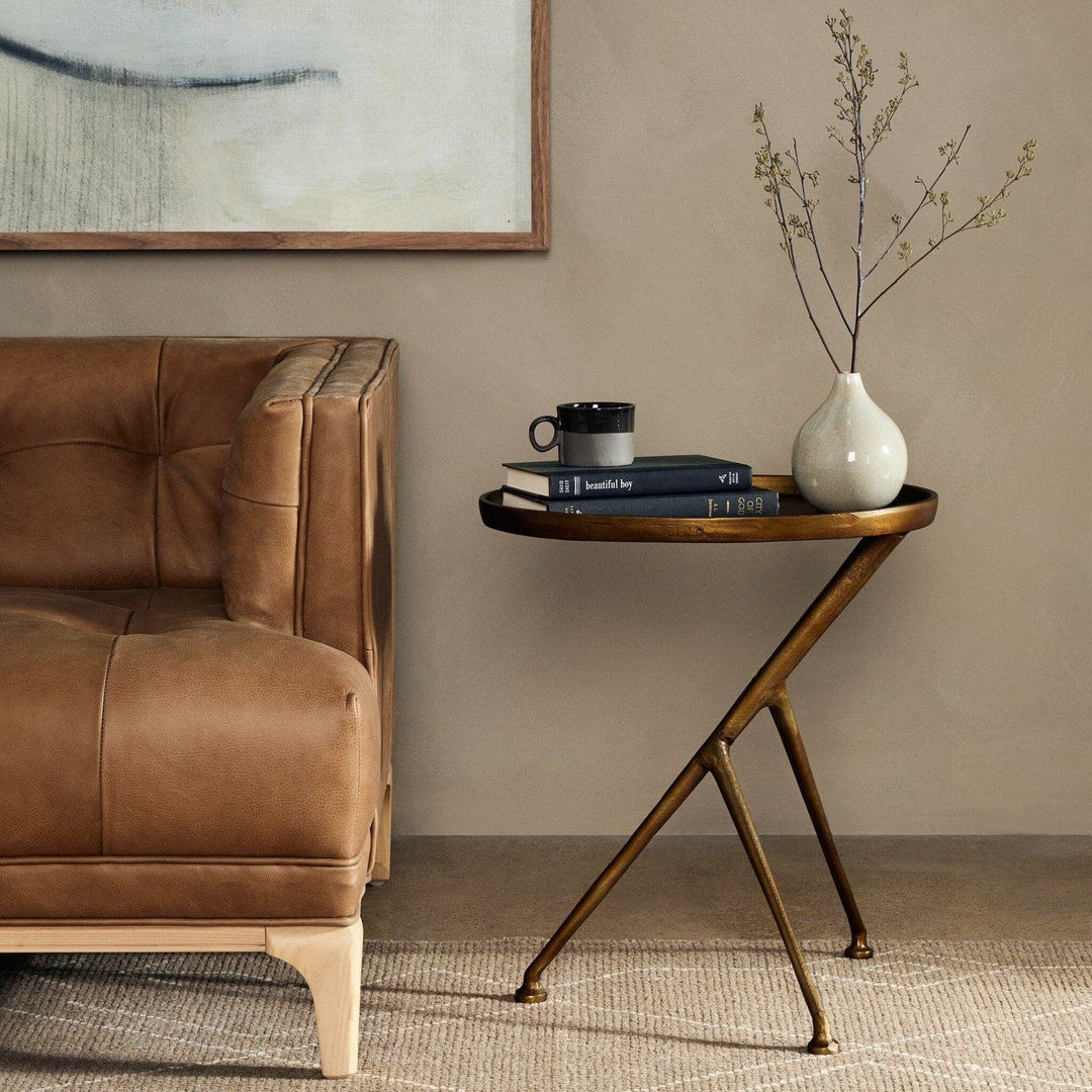 Prescott Accent Table - Raw Antique Brass