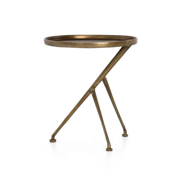 Prescott Accent Table - Raw Antique Brass