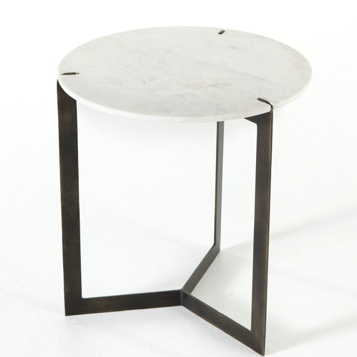 Lanford End Table - Polished White Marble