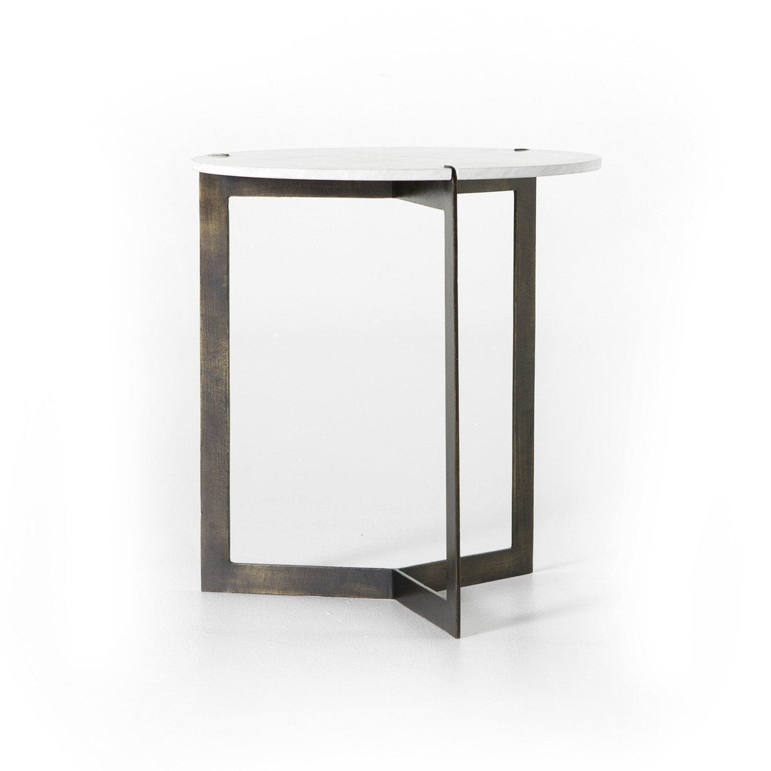 Lanford End Table - Polished White Marble