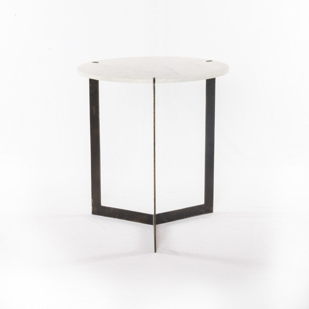 Lanford End Table - Polished White Marble