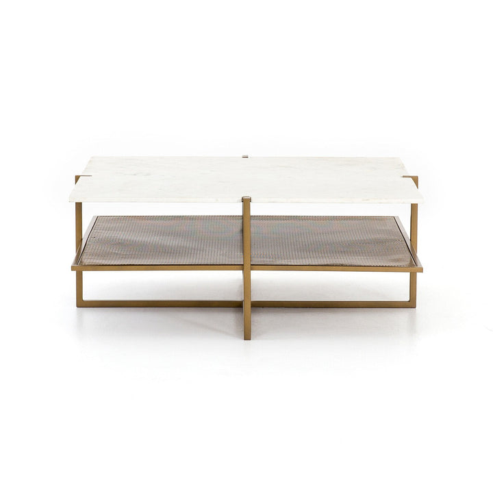 Olivia Square Coffee Table - Polished White Marble
