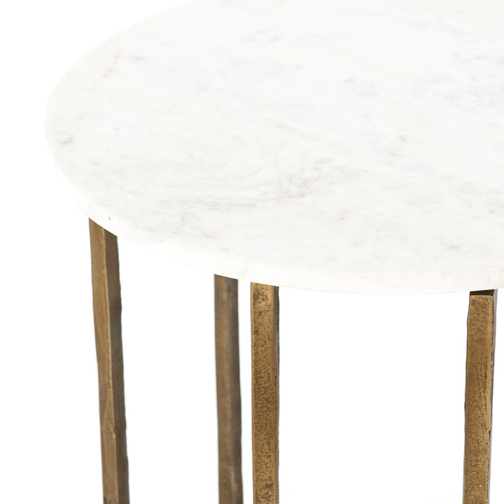 Orson Marble End Table - Polished White Marble