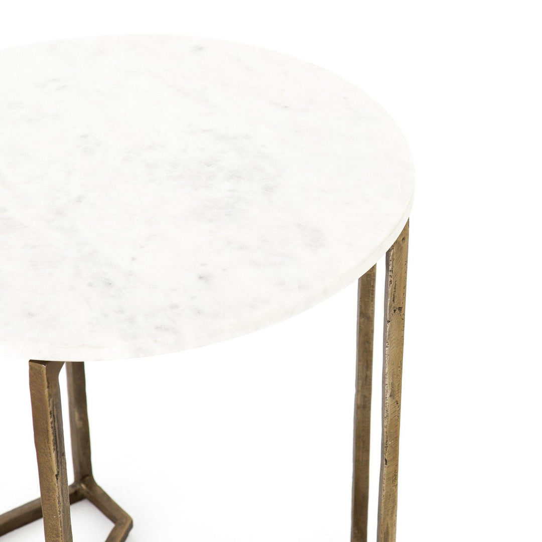 Orson Marble End Table - Polished White Marble