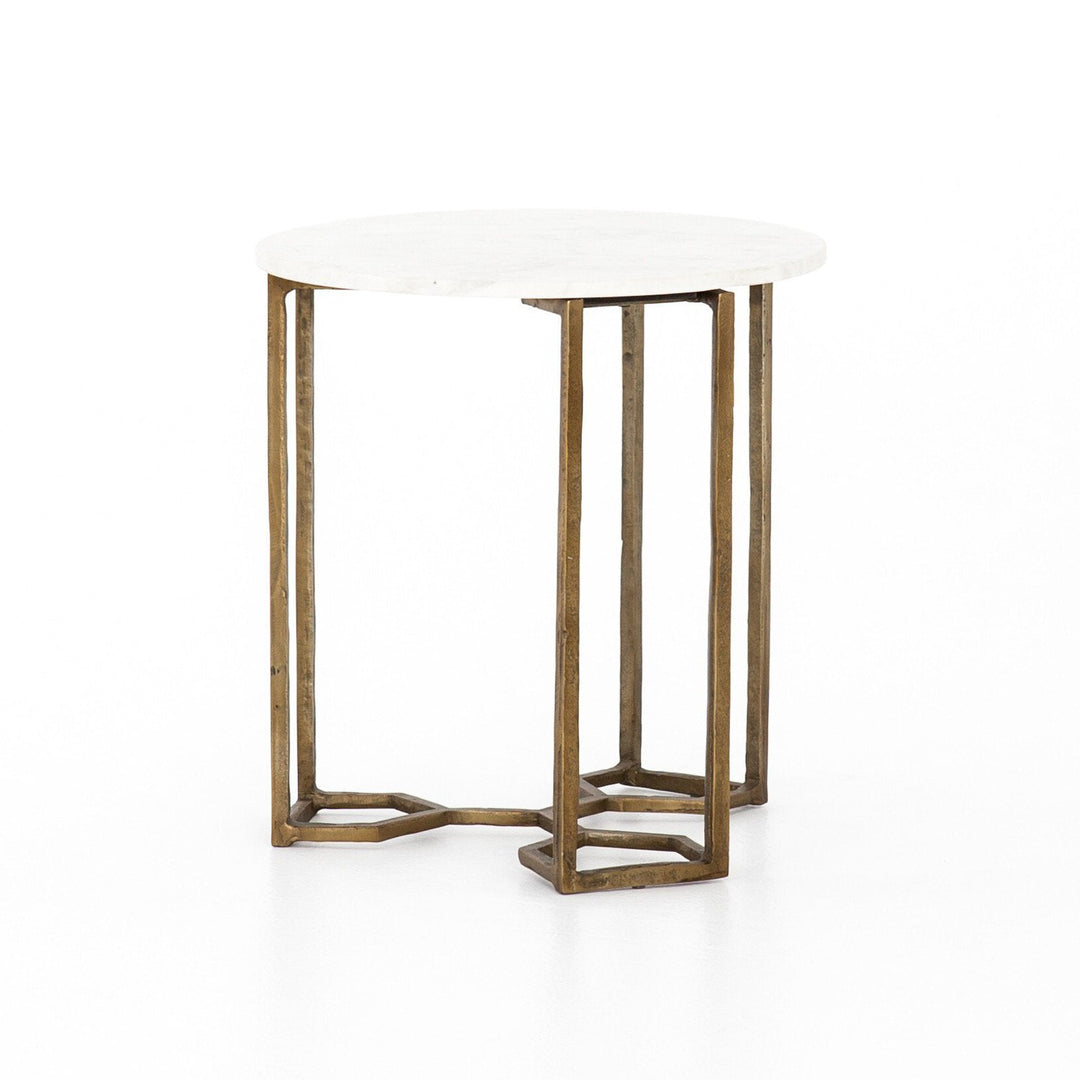 Orson Marble End Table - Polished White Marble