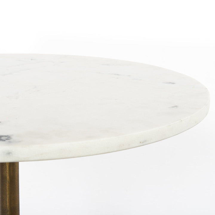 Ellis End Table - Polished White Marble