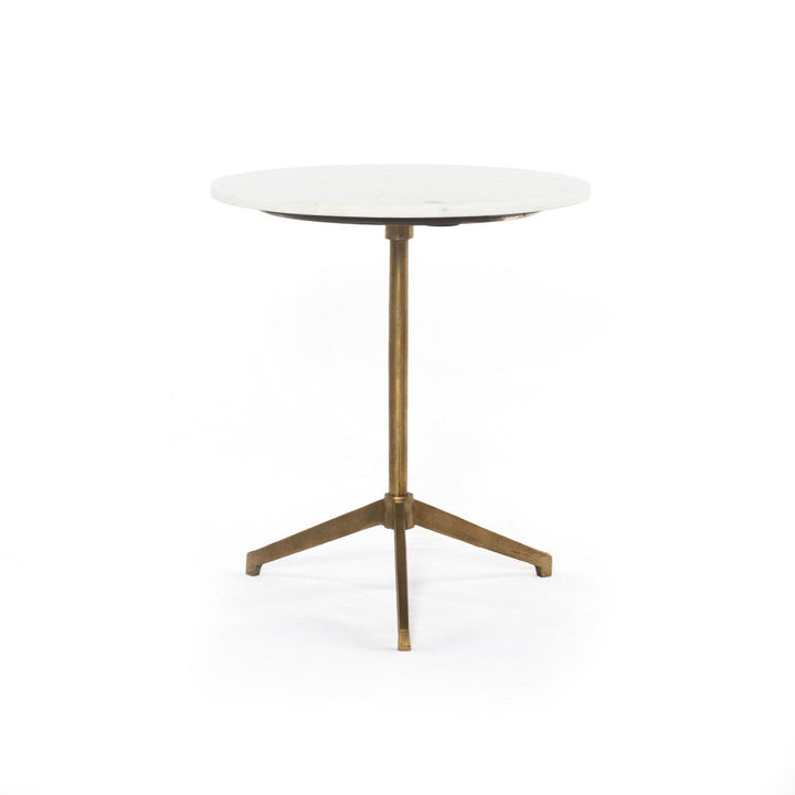 Ellis End Table - Polished White Marble