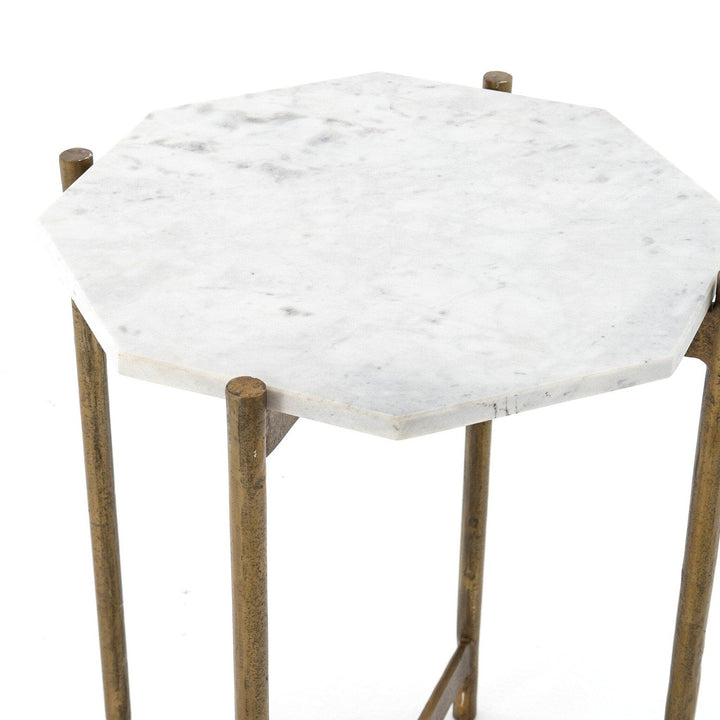 Ashbury Side Table - Polished White Marble