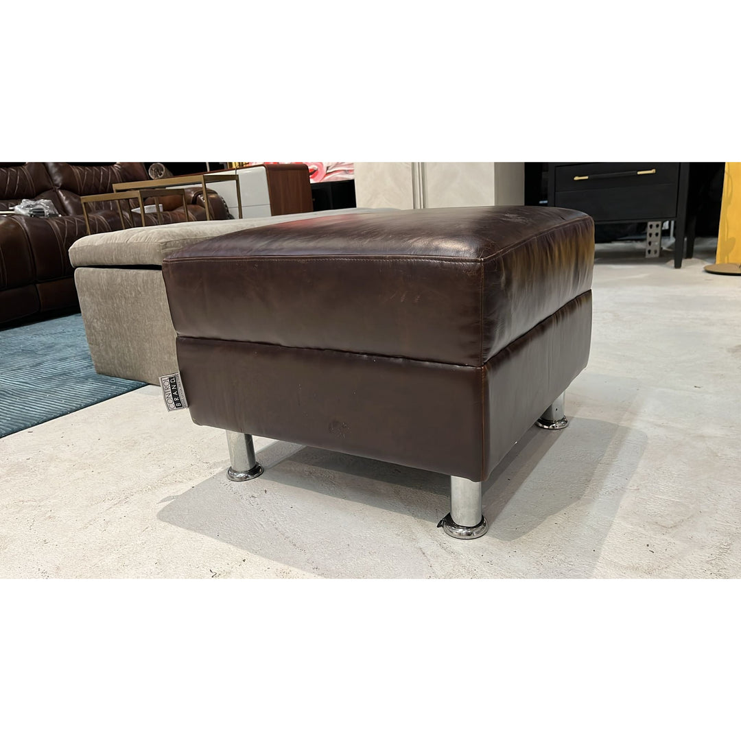 Modern Rimini Leather Ottoman - Open Box