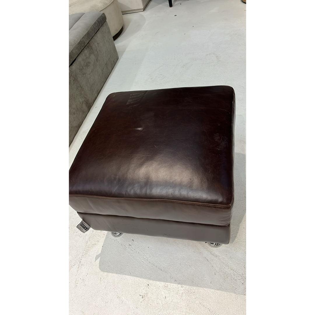 Modern Rimini Leather Ottoman - Open Box