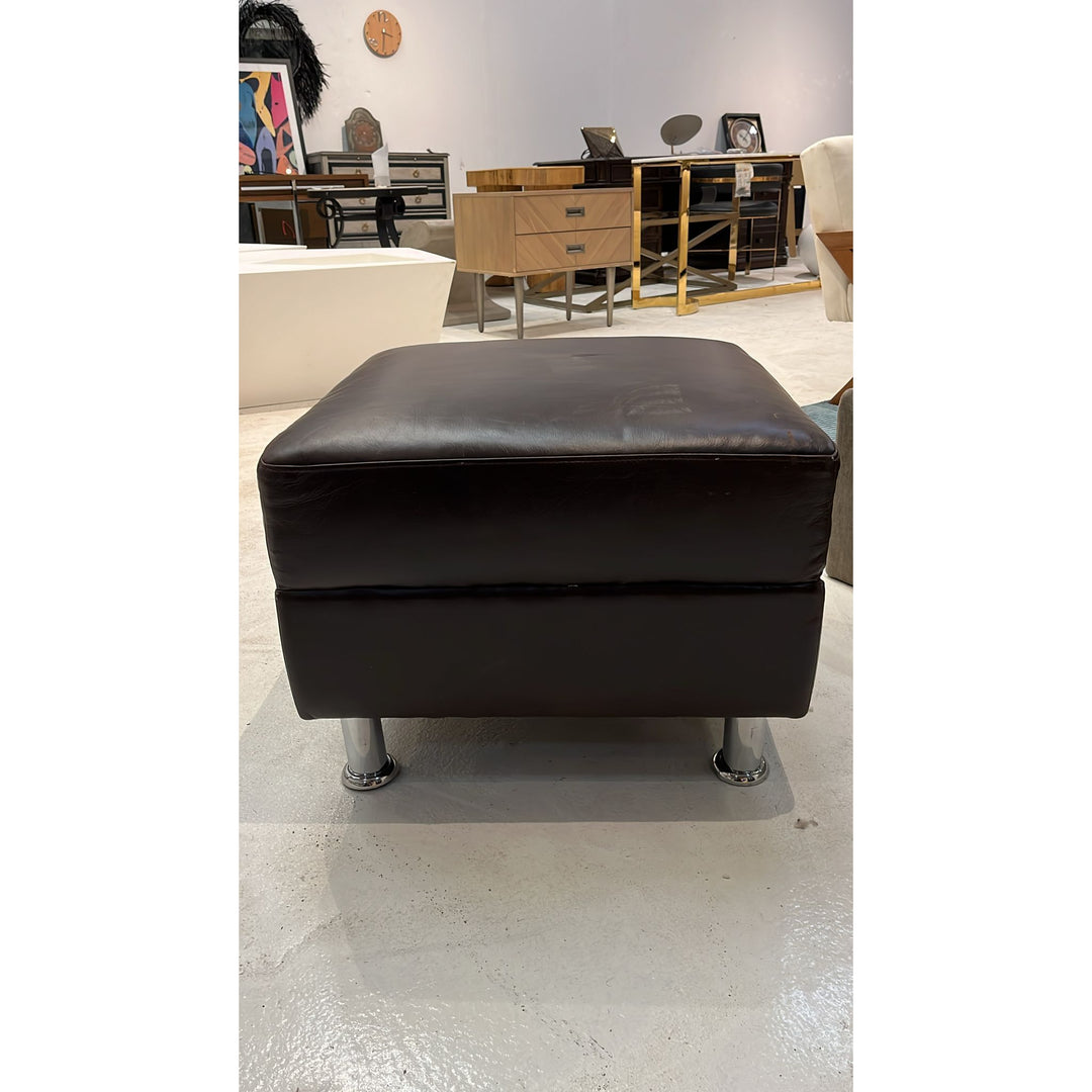 Modern Rimini Leather Ottoman - Open Box