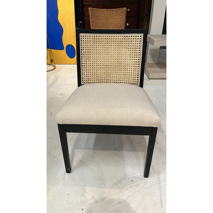 Antonia Cane Armless Dining Chair - Brushed Ebony & Savile Flax - Open Box