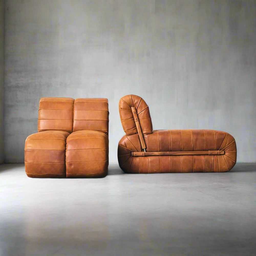 Lounge Chairs Percival Armless Lounge Chair - Brown Leather