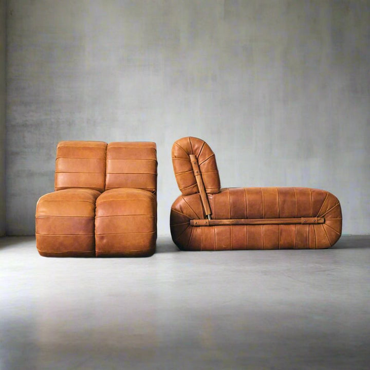 Lounge Chairs Percival Armless Lounge Chair - Brown Leather