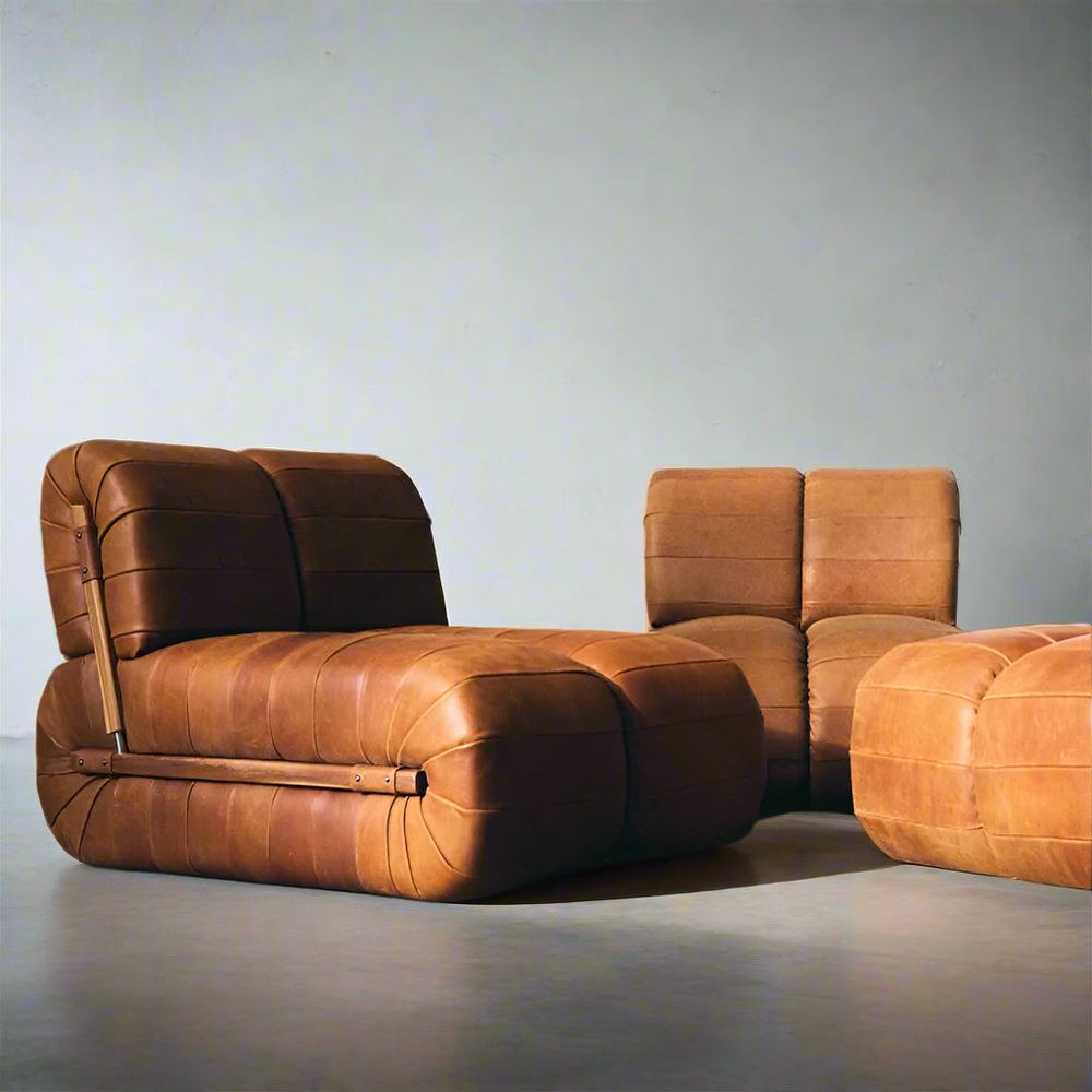 Percival Armless Lounge Chair - Brown Leather – France & Son