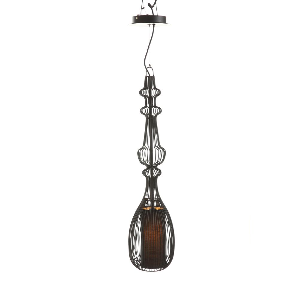 Black Waves Wire Pendant - Tall