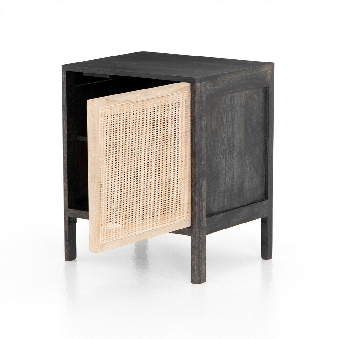 Sloane Right Nightstand - Black Wash Natural Cane