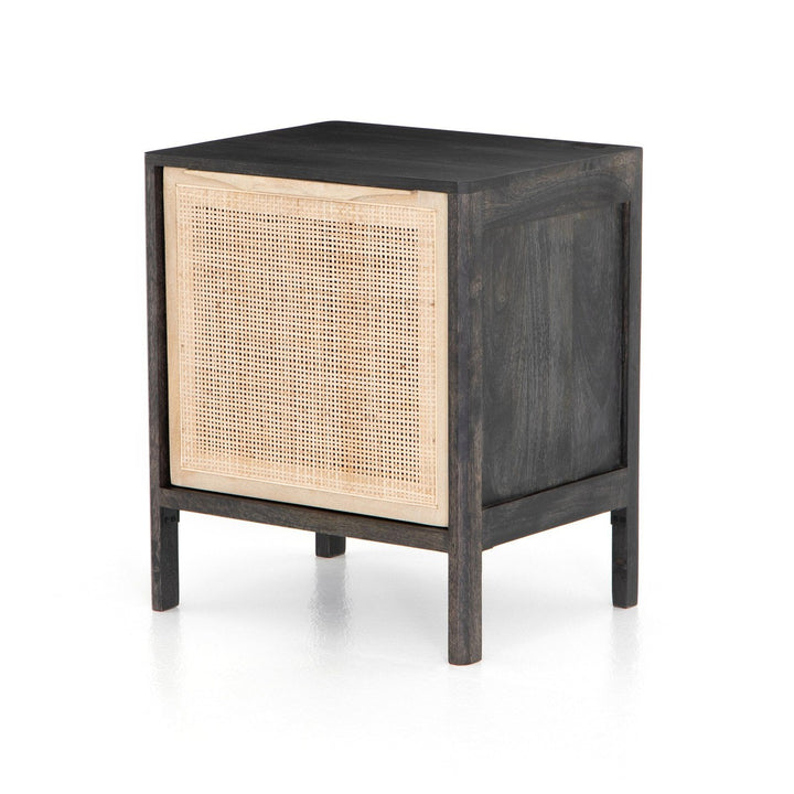 Sloane Right Nightstand - Black Wash Natural Cane