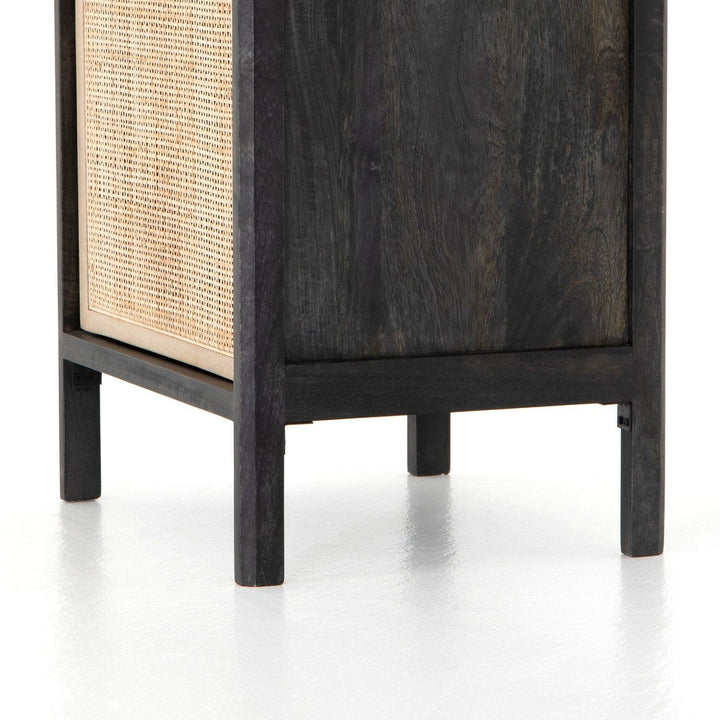 Enfield Left Nightstand - Black Wash Natural Cane