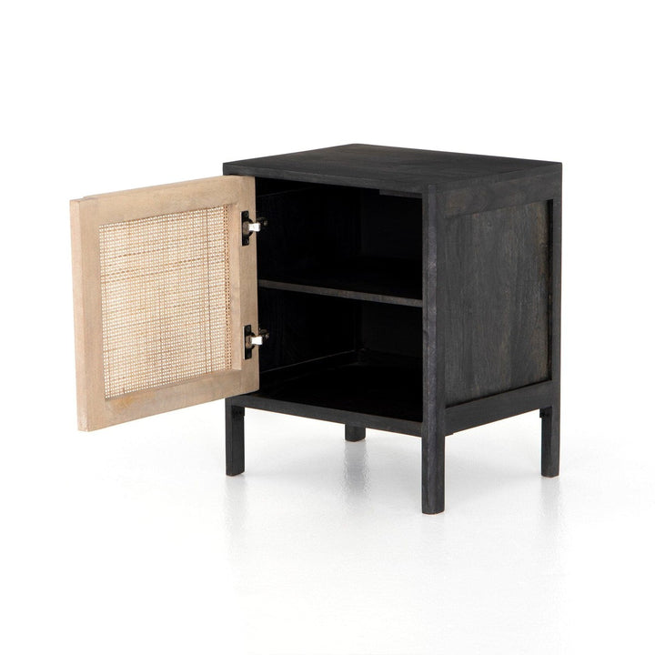 Enfield Left Nightstand - Black Wash Natural Cane