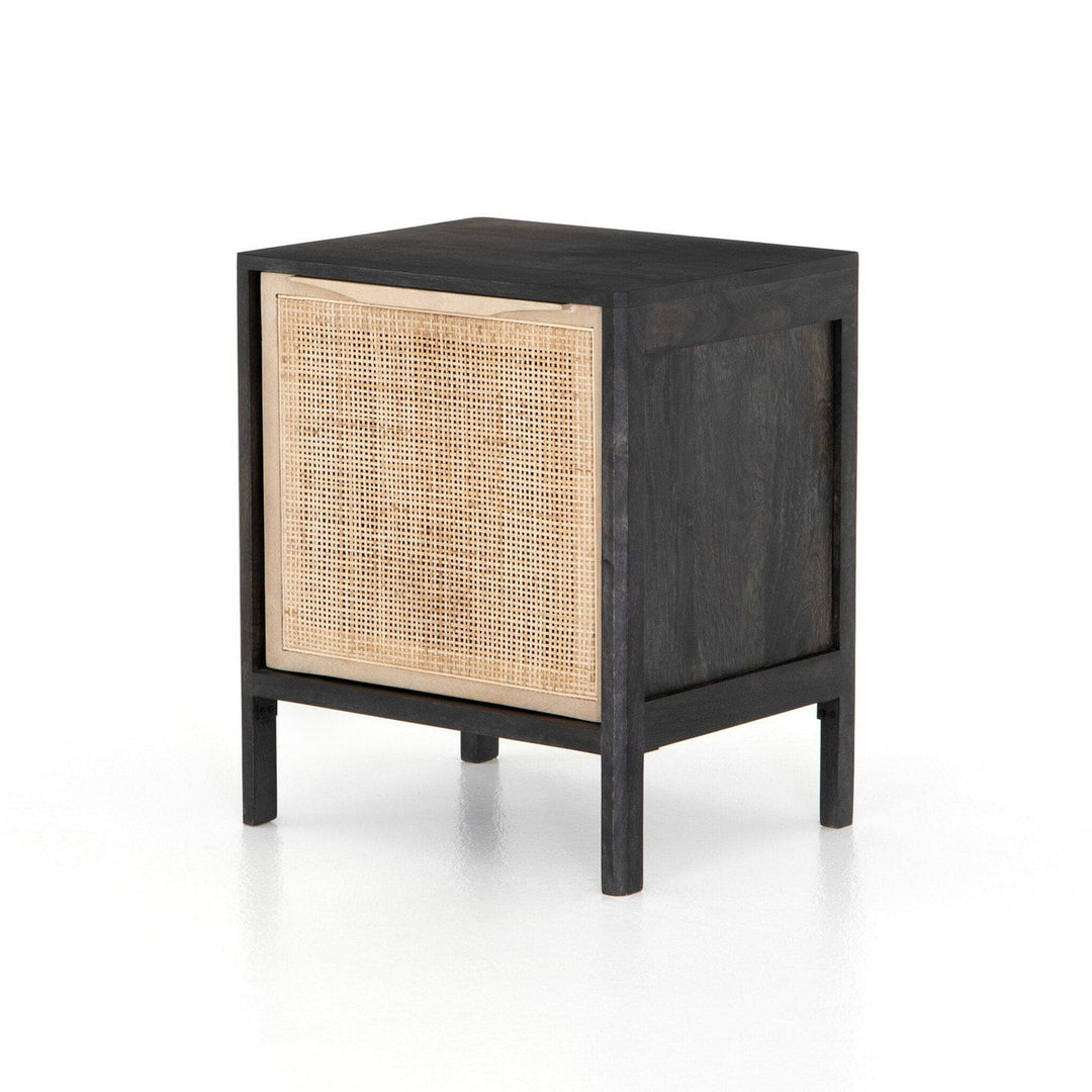 Enfield Left Nightstand - Black Wash Natural Cane