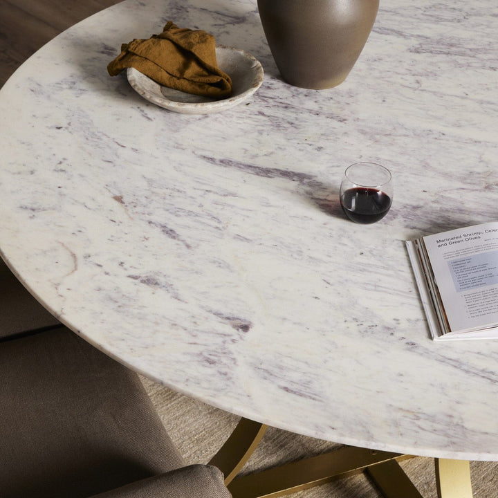 Torrance Dining Table - Polished White Marble