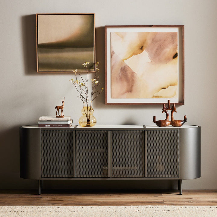 Darlington Media Console - Gunmetal & Marble