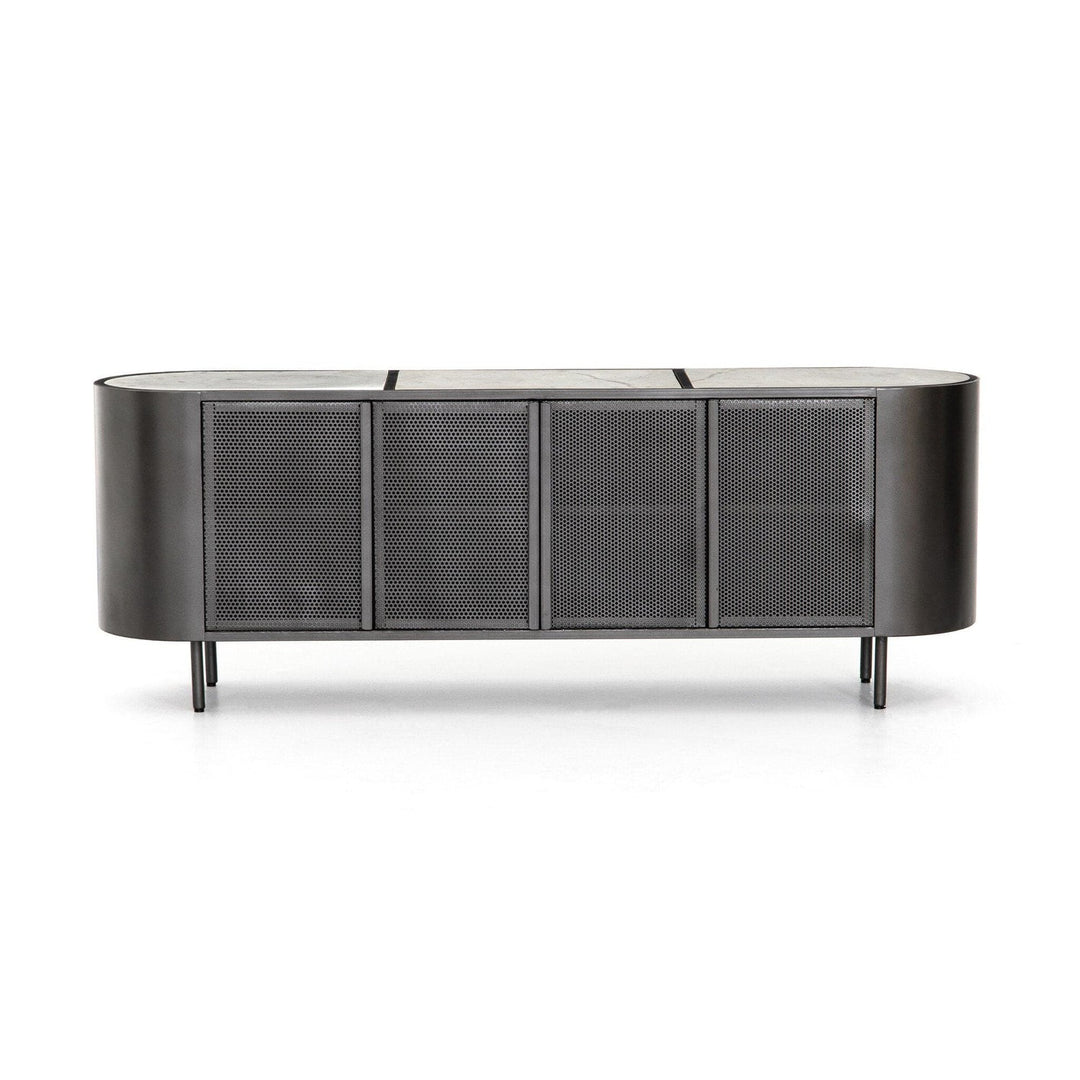 Darlington Media Console - Gunmetal & Marble