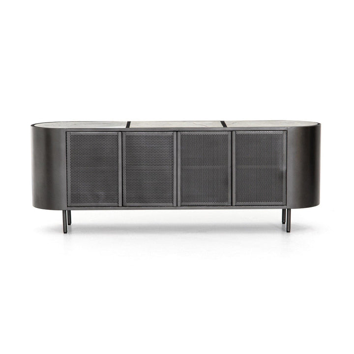 Darlington Media Console - Gunmetal & Marble