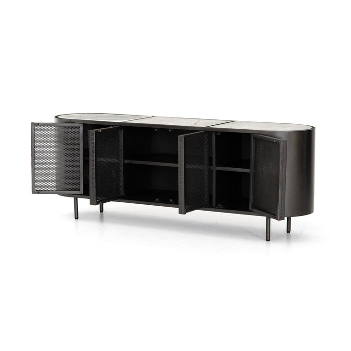 Darlington Media Console - Gunmetal & Marble