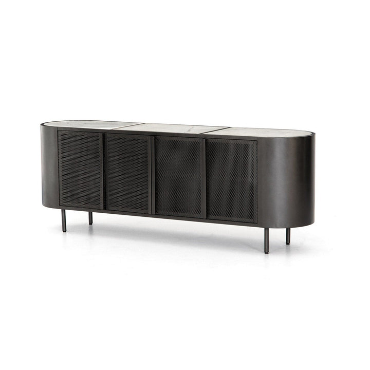 Darlington Media Console - Gunmetal & Marble