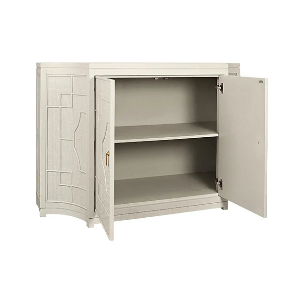 Isabel Two Door Decorative Rattan Overlay Cabinet