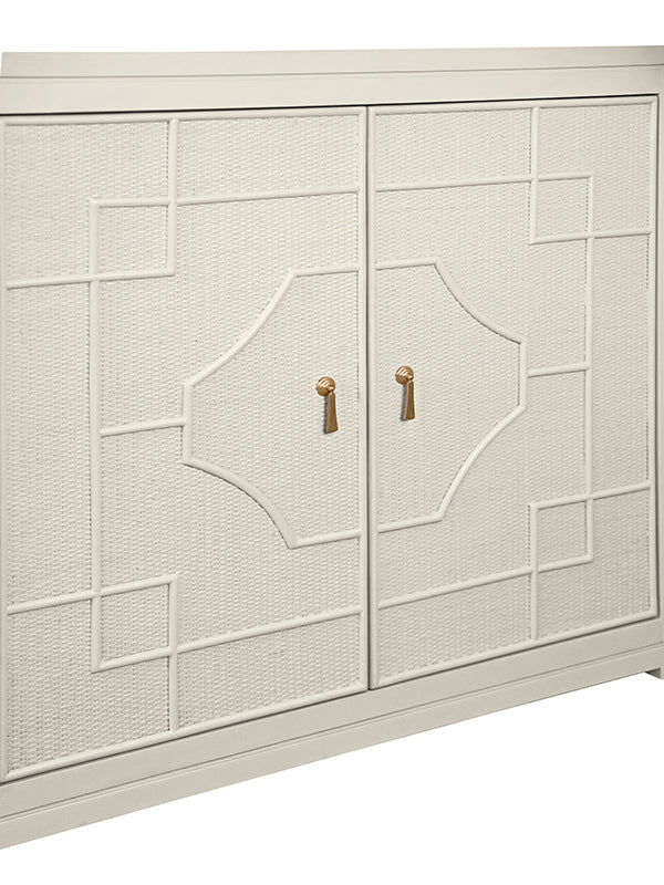 Isabel Two Door Decorative Rattan Overlay Cabinet