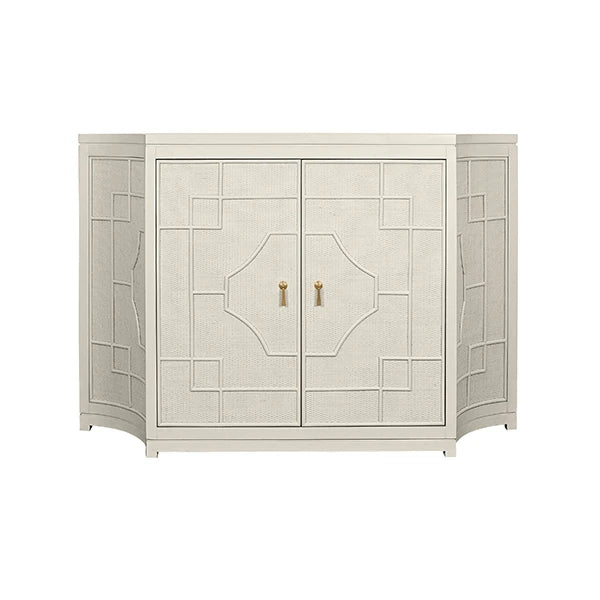 Isabel Two Door Decorative Rattan Overlay Cabinet