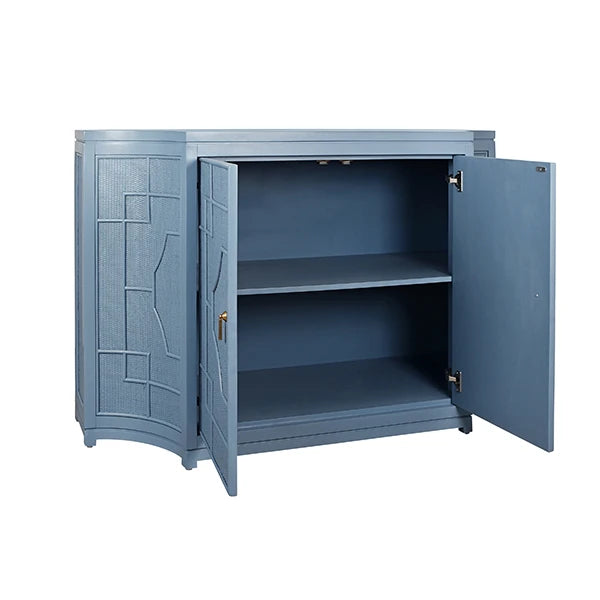 Isabel Two Door Decorative Rattan Overlay Cabinet