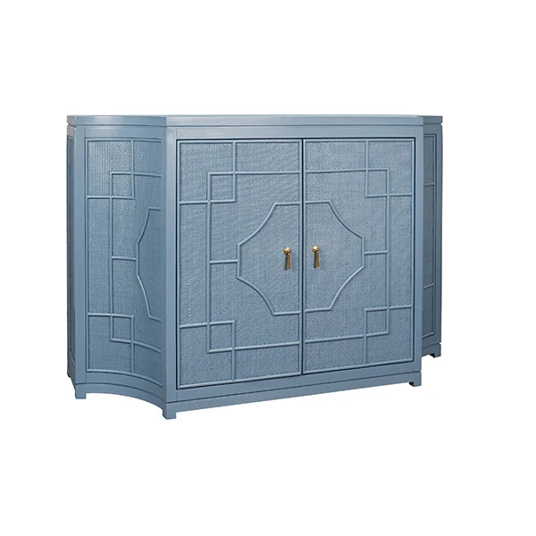 Isabel Two Door Decorative Rattan Overlay Cabinet