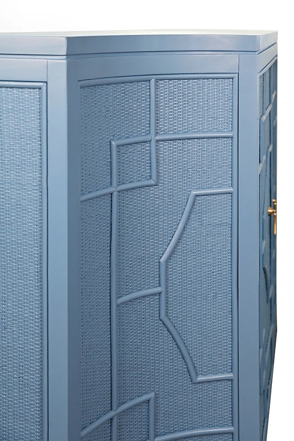Isabel Two Door Decorative Rattan Overlay Cabinet