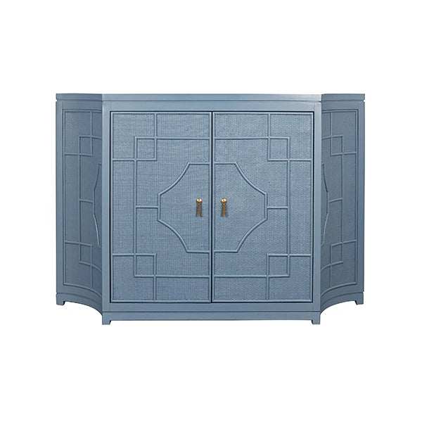 Isabel Two Door Decorative Rattan Overlay Cabinet
