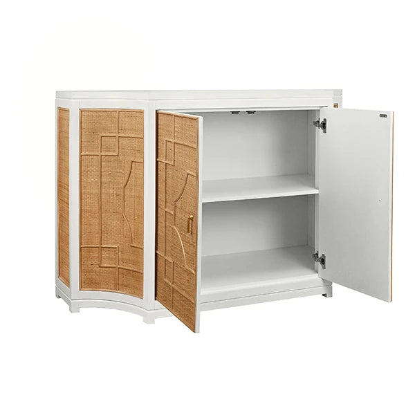 Isabel Two Door Decorative Rattan Overlay Cabinet