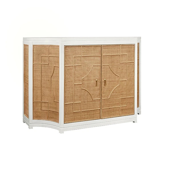 Isabel Two Door Decorative Rattan Overlay Cabinet