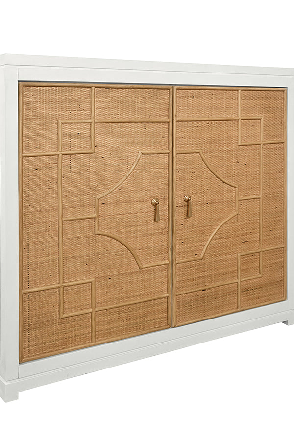 Isabel Two Door Decorative Rattan Overlay Cabinet