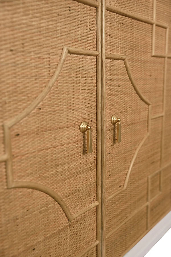 Isabel Two Door Decorative Rattan Overlay Cabinet