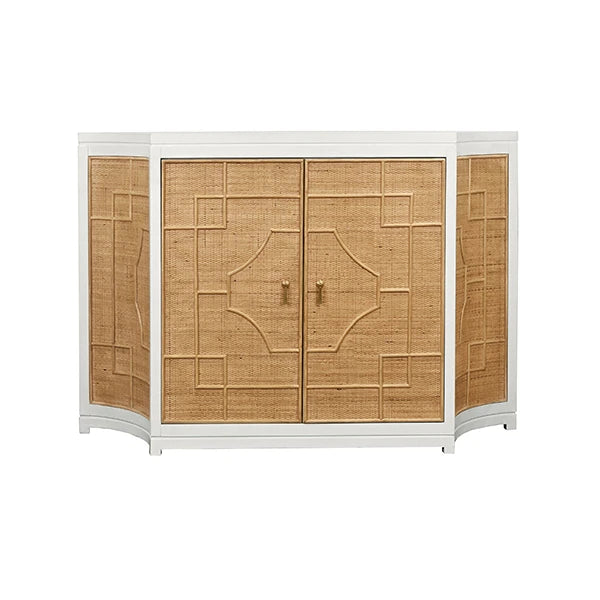 Isabel Two Door Decorative Rattan Overlay Cabinet