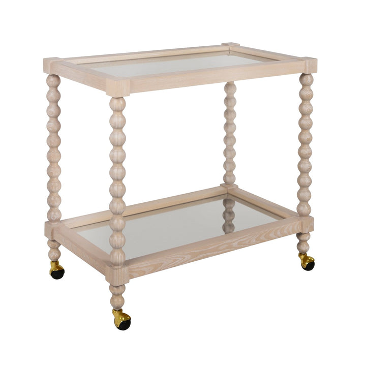 Isadore - Bobbin Style Bar Cart In Light Cerused Oak